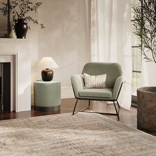 Charles Velvet Armchair | Sage/Matte Black