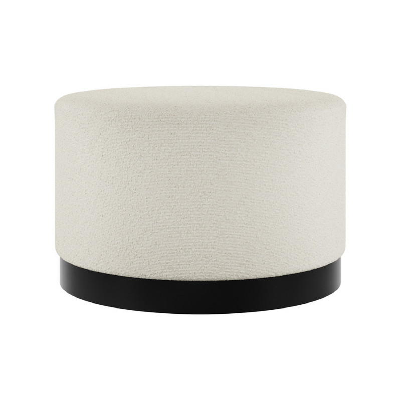 Lara Boucle Pouffe | Ivory/Matte Black | Large