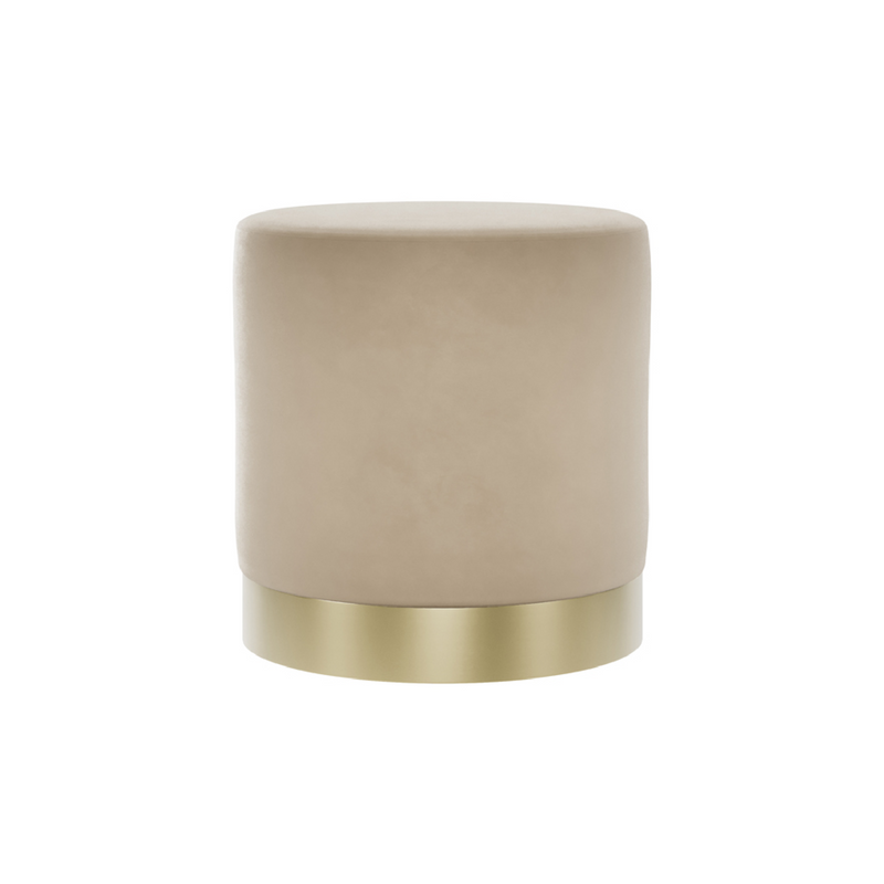 Lara Velvet Pouffe | Beige/Brushed Gold | Small