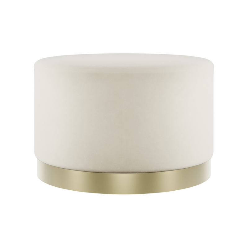 Lara Velvet Pouffe | Cream/Brushed Gold | Large