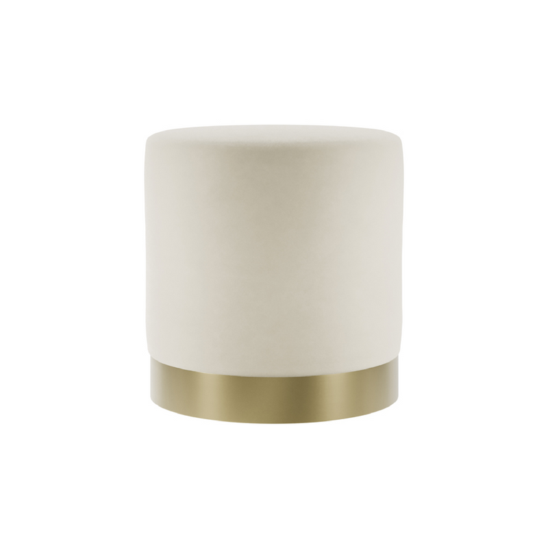 Lara Velvet Pouffe | Cream/Brushed Gold | Small