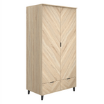 Stockholm Chevron 2 Door Wardrobe | Natural/Black