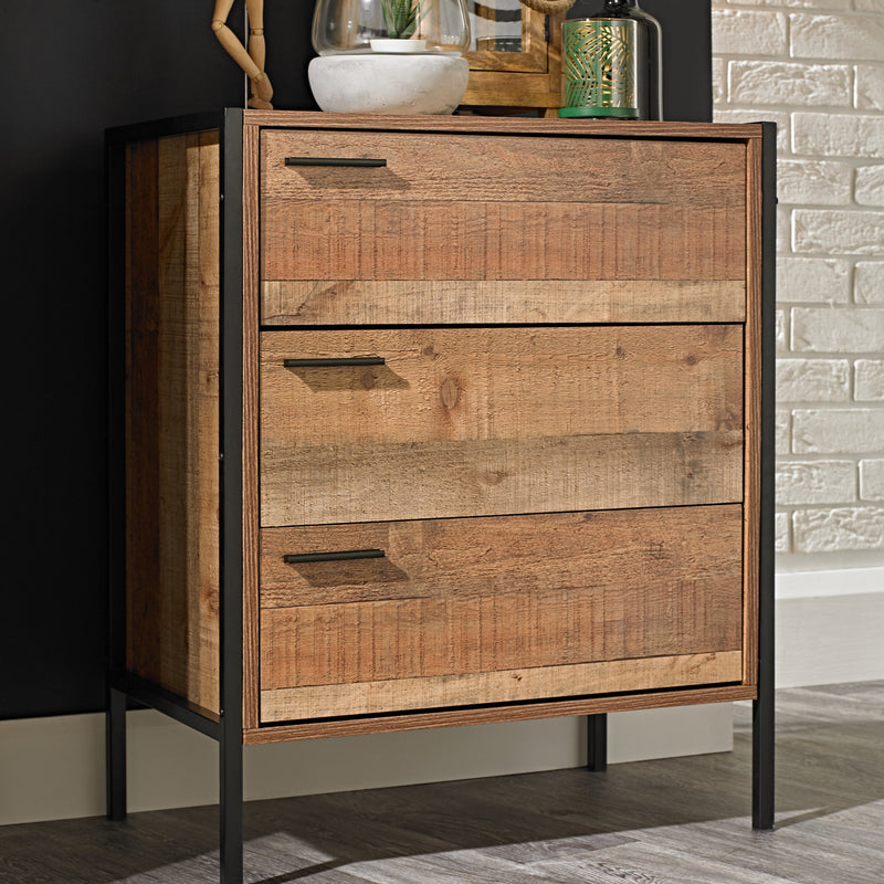 Hoxton 3 Drawer Chest | Distressed Oak