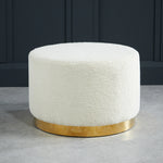 Lara Boucle Pouffe | White/Gold | Large