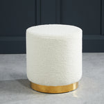 Lara Boucle Pouffe | White/Gold | Small