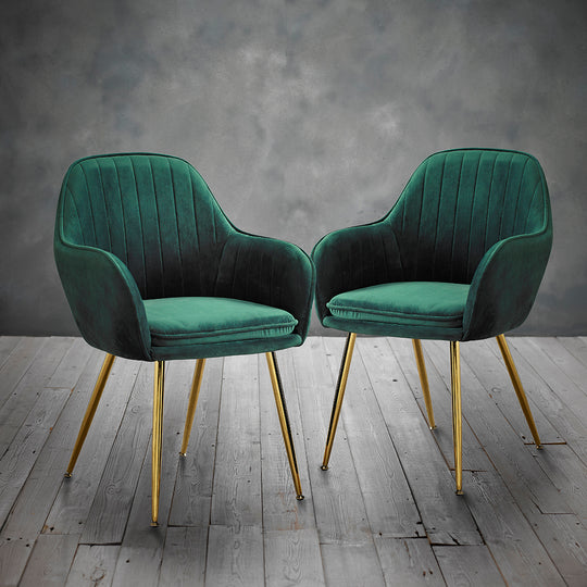 Lara Dining Chair | Forest Green/Gold | Set of 2