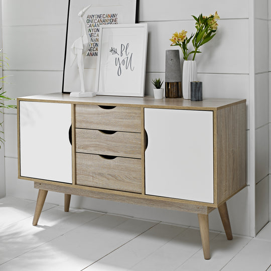 Scandi 2 Door Sideboard | White Oak