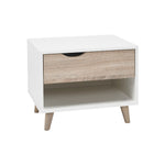 Stockholm 1 Drawer Bedside Cabinet | White Oak