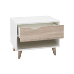 Stockholm 1 Drawer Bedside Cabinet | White Oak