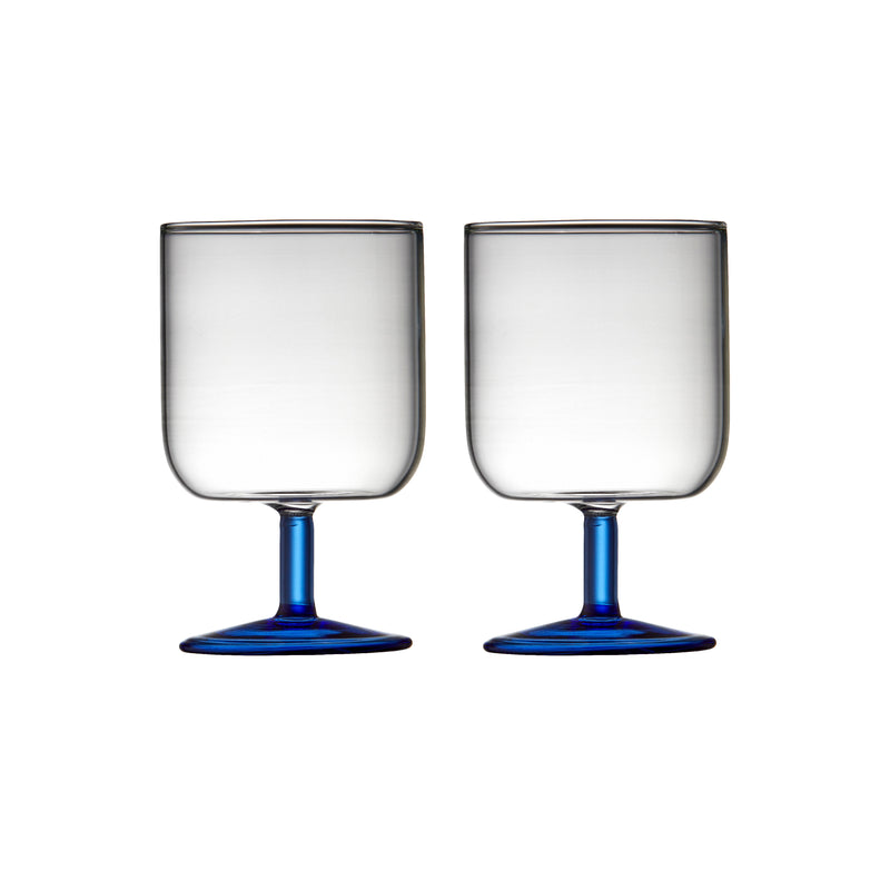 Torino Wine Glasses | Clear/Blue | Set of 2