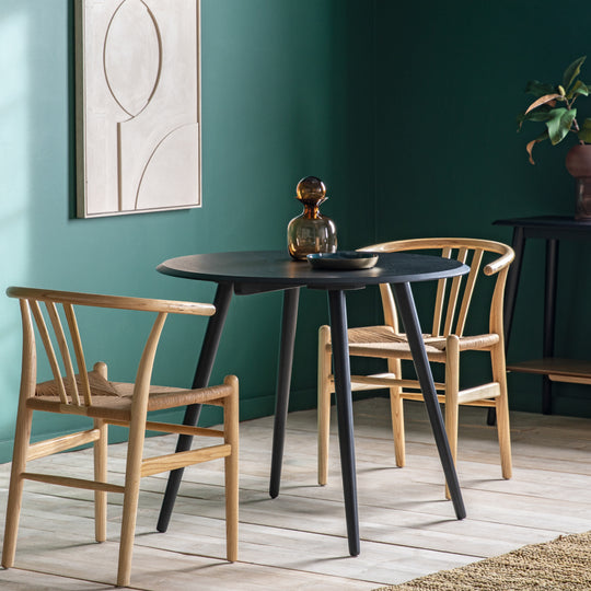 Maddox Mid-Century Modern Round Dining Table | Black