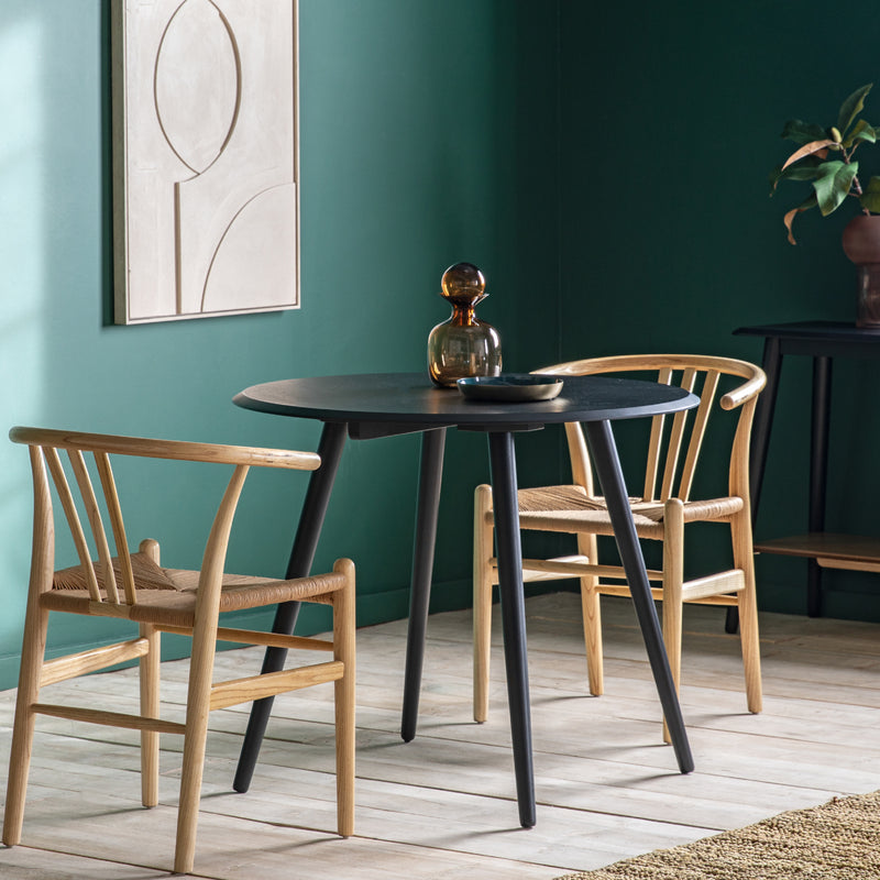 Maddox Mid-Century Modern Round Dining Table | Black