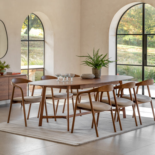 Madrid Mid-Century Scandi Extending Dining Table | Walnut