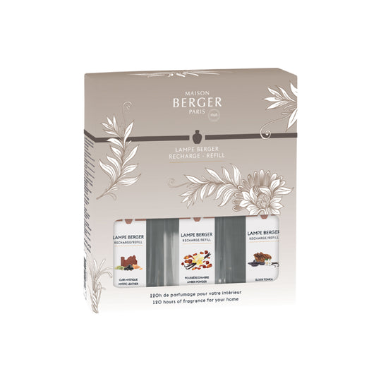 Fragrance Lamp Refill Set | Mystic Leather, Amber Powder & Tonka Elixir | 250ml