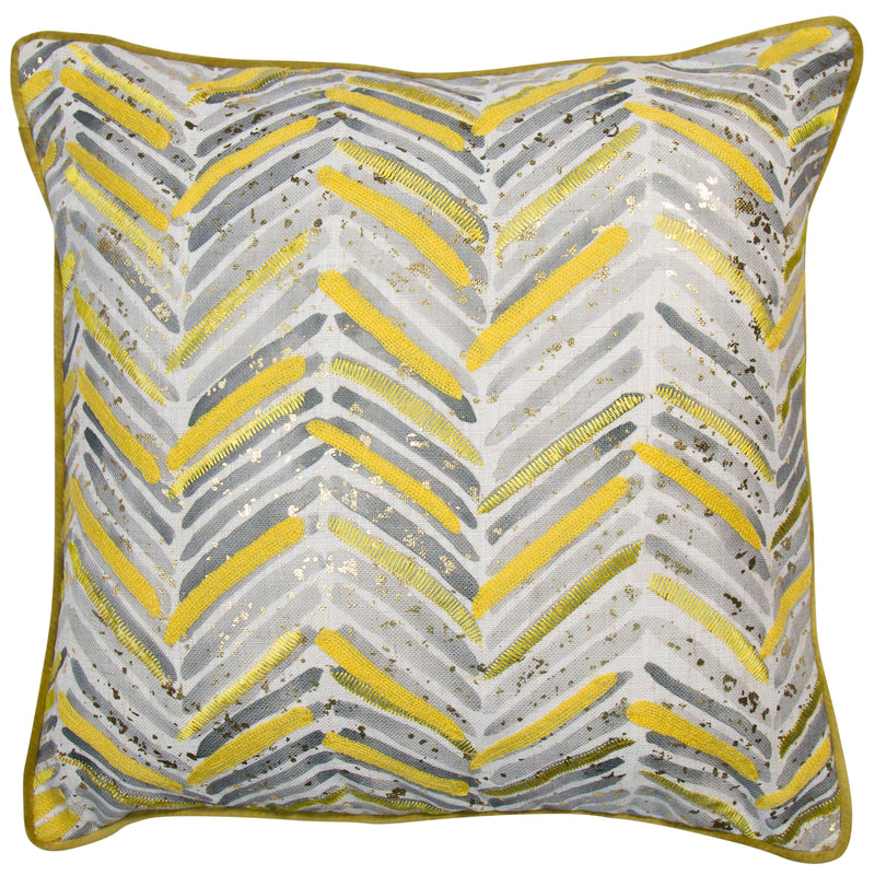 Chevron Embroidered Verdi Cushion | Mustard | 45x45cm