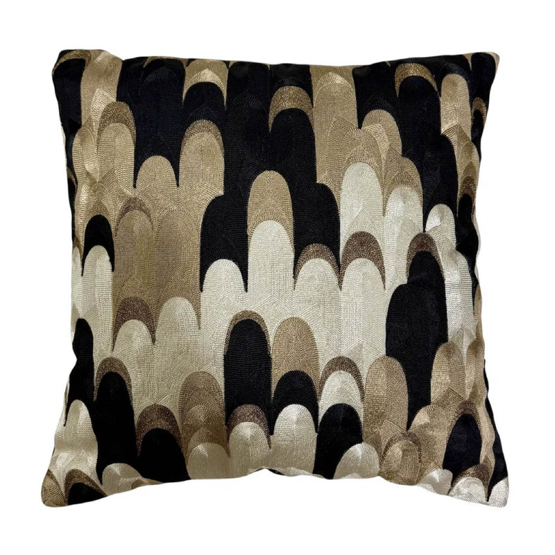Taormi Art Deco Cushion | Black/Gold/Taupe | 45cm