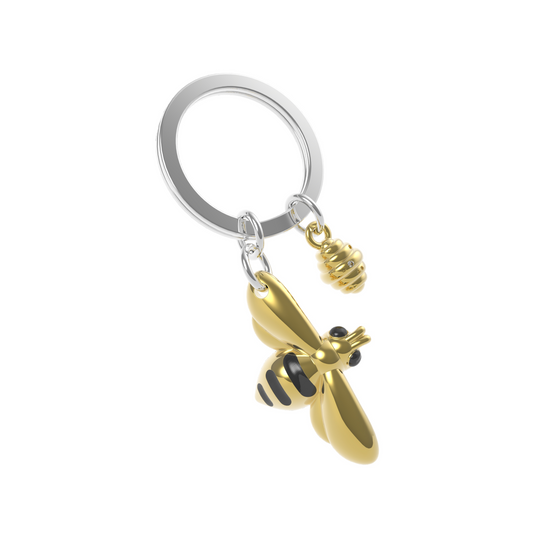 Bee & Honey Keyring | Gold & Black