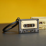 Cassette Tape Keyring | Matt Grey & Gold