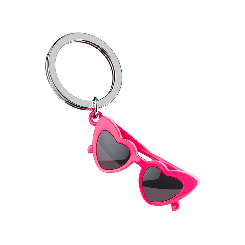 Heart Shaped Glasses Keyring | Pink