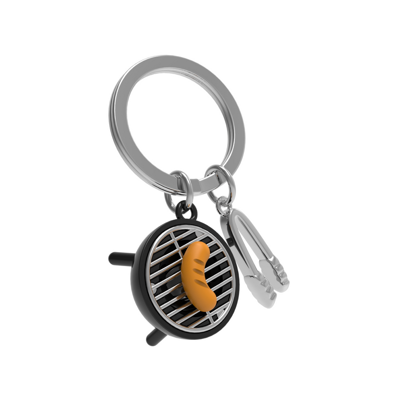 BBQ Grill Keyring | Black & Chrome