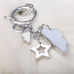 Blue Cloud Charm Keyring with Pom Pom