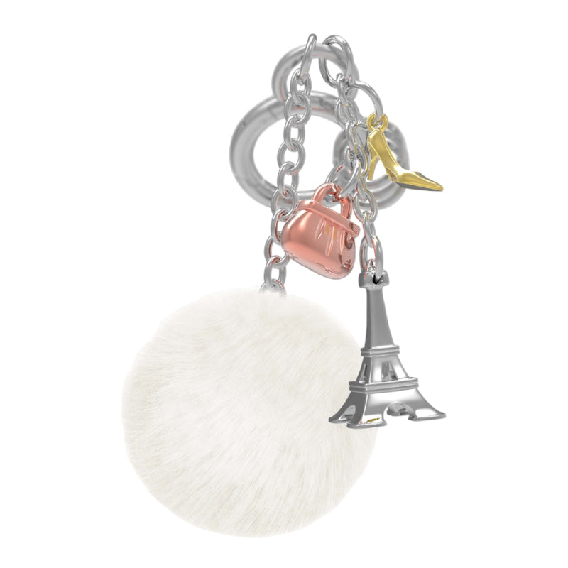 Eiffel Tower with Pom Pom Keyring | Mixed Metal