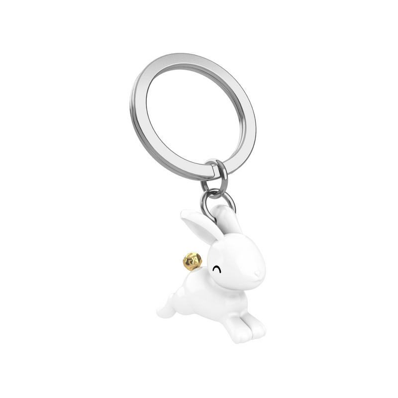 Flying Bunny Keyring | White