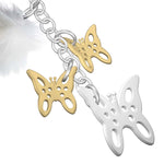 Butterfly with Pom Pom Charm Keyring | Gold & White