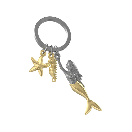 Mermaid & Friends Keyring | Gold