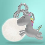 Jumping Unicorn with Pom Pom Charm Keyring