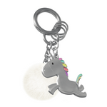 Jumping Unicorn with Pom Pom Charm Keyring