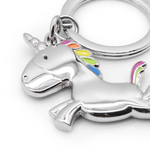 Jumping Unicorn with Rainbow Mane Keyring