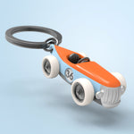 Luxe Vintage Racer Car Keyring | Blue & Orange