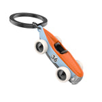 Luxe Vintage Racer Car Keyring | Blue & Orange