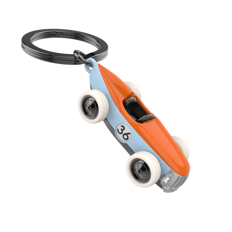 Luxe Vintage Racer Car Keyring | Blue & Orange