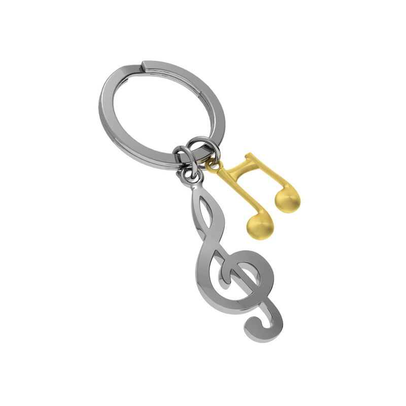 Treble Clef Music Note Keyring | Silver & Gold