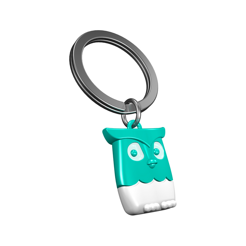 Owl Keyring | White & Turquoise