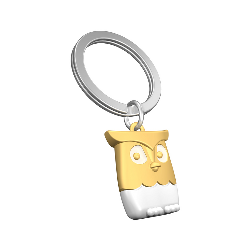 Owl Keyring | White & Gold