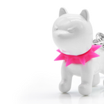 Bulldog Keyring | White & Pink