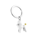 White Poodle Keyring | Gold Tail