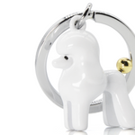 White Poodle Keyring | Gold Tail