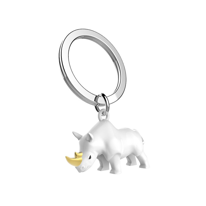 Rhino Keyring | White