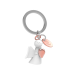 Angel with Rose Gold Heart Keyring | White