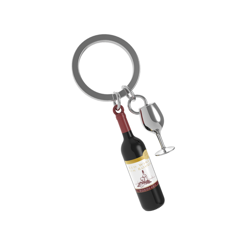 Wine Lover Keyring | Wine Bottle & Wine Glass