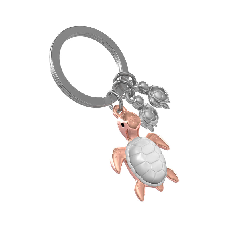 Turtle Keyring | White & Rose Gold