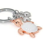 Turtle Keyring | White & Rose Gold