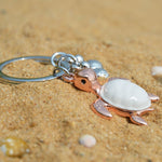 Turtle Keyring | White & Rose Gold