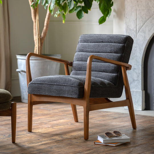 Datsun Mid-Century Modern Boucle Armchair | Charcoal