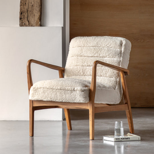 Datsun Mid-Century Modern Sheepskin Armchair | Cream
