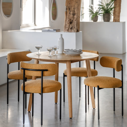 Milano Chevron Round Dining Table | Oak